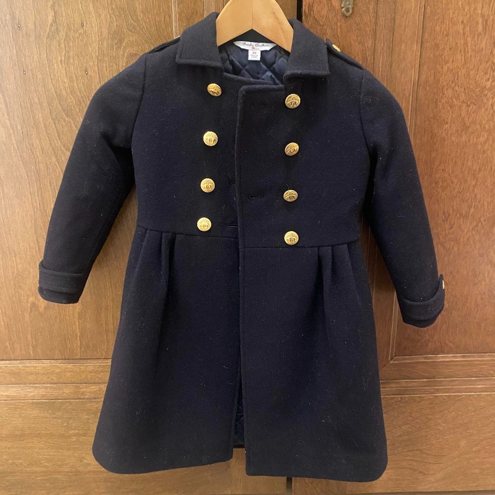 Brooks Brothers Girls Double-Breasted Long Wool Coat Navy XS (4T)
